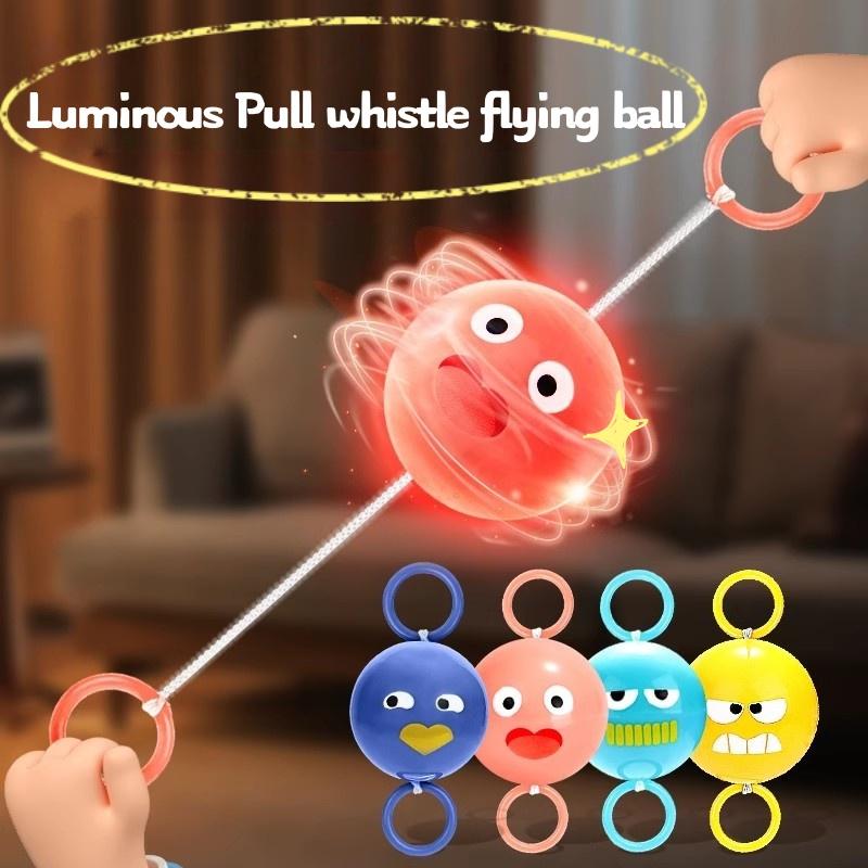 2Pcs Luminous Whistle Ball Children'S Rotating Flash Flywheel Puzzle Pulling Rope Childhood Creative Stress Relief Work Out Toy