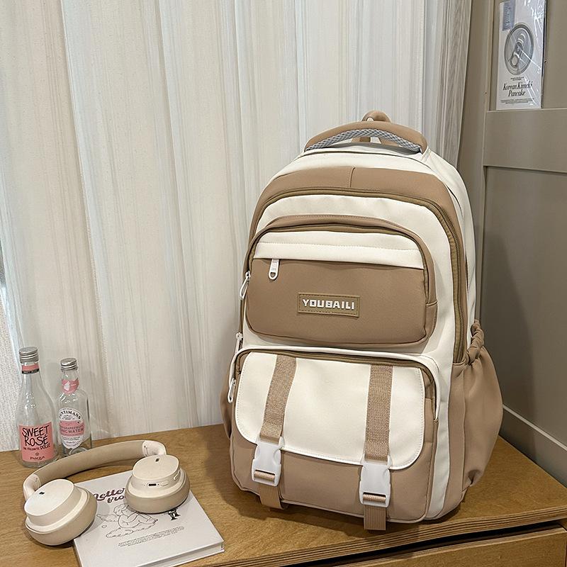 New High-value College Style, Fresh and Sweet Backpack, Contrasting Color Splicing Make-up Bag, Junior High School Student Backpack