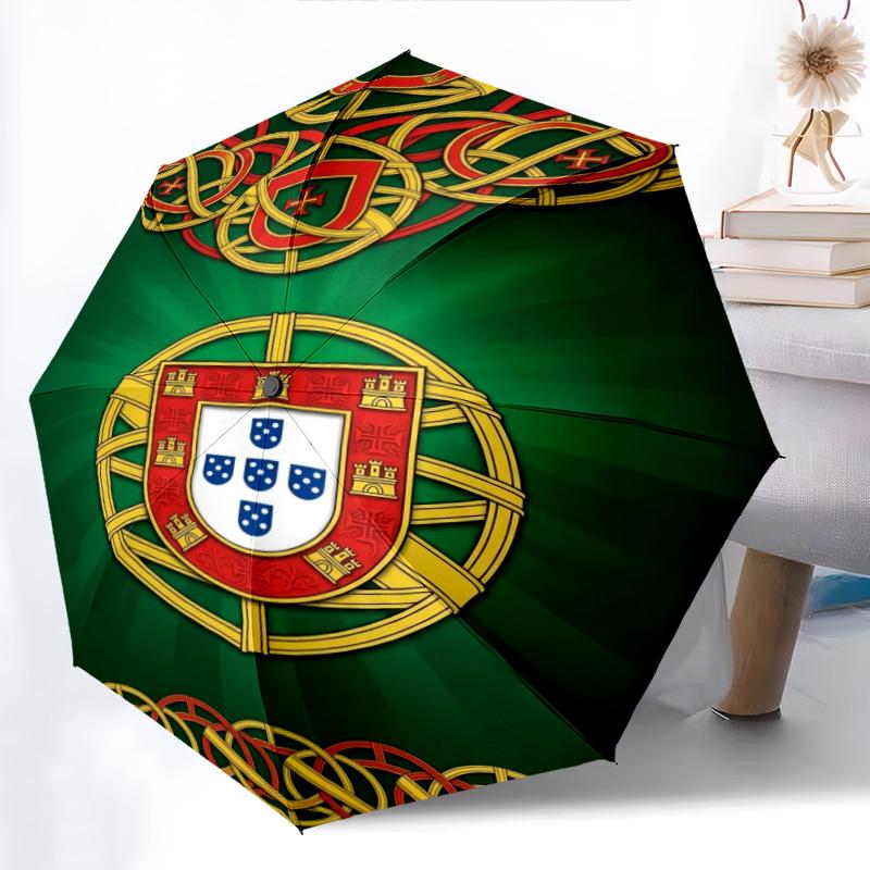 Portuguese Heritage Emblem Folding Umbrella Portable Travel Printing Travel Light