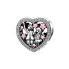 925 Silver Love Footprints Bead Double Pendant Charm for DIY Bracelet Jewelry Making Gift for Boy Girl Friend