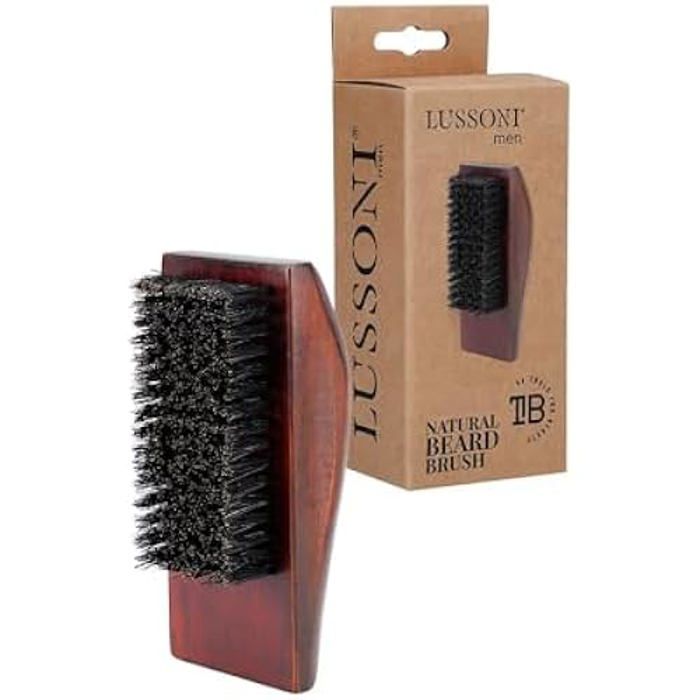 Brosse à barbe carrée - LUSSONI - BR - Naturelle - Pour homme