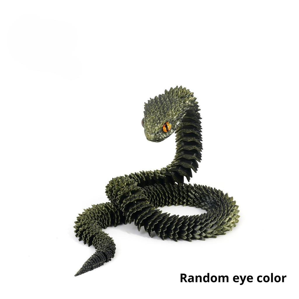 3D Printed Snake 40cm Realistic Snake Statue Movable Joint Fidget Toy Simulation Snake Office Desktop Ornament Scale Ratio Model Crafts Gift Present