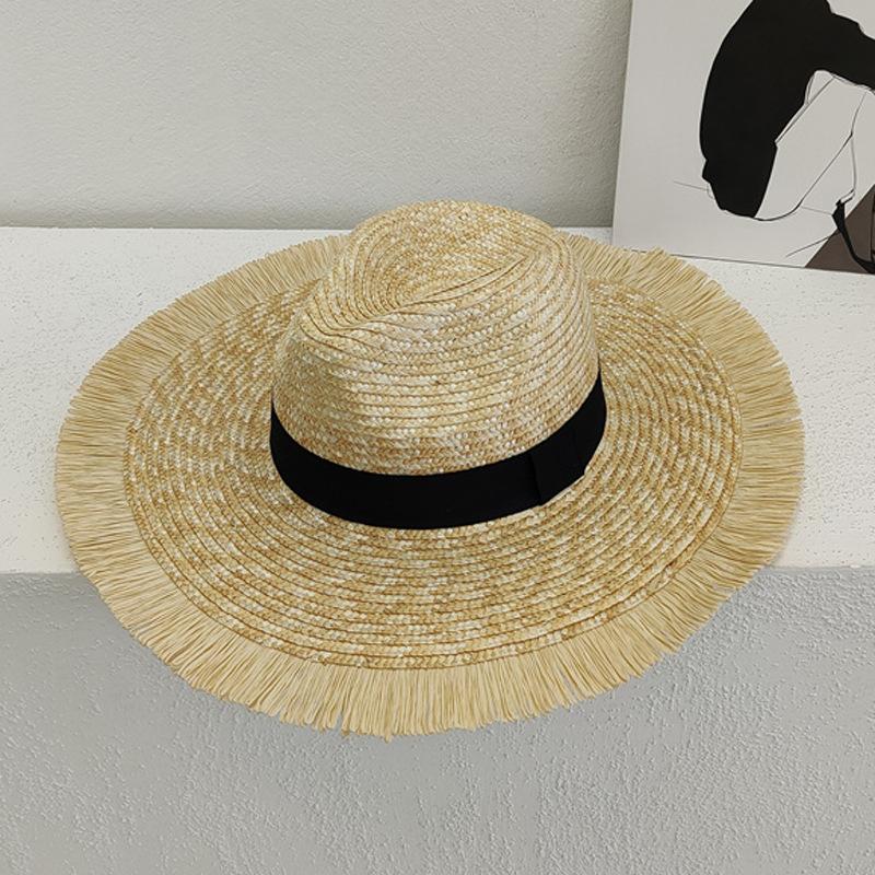 Straw Straw Hat Big Eaves Panama Rough Edge Sunshade Sunscreen Hat Export Sun Hat