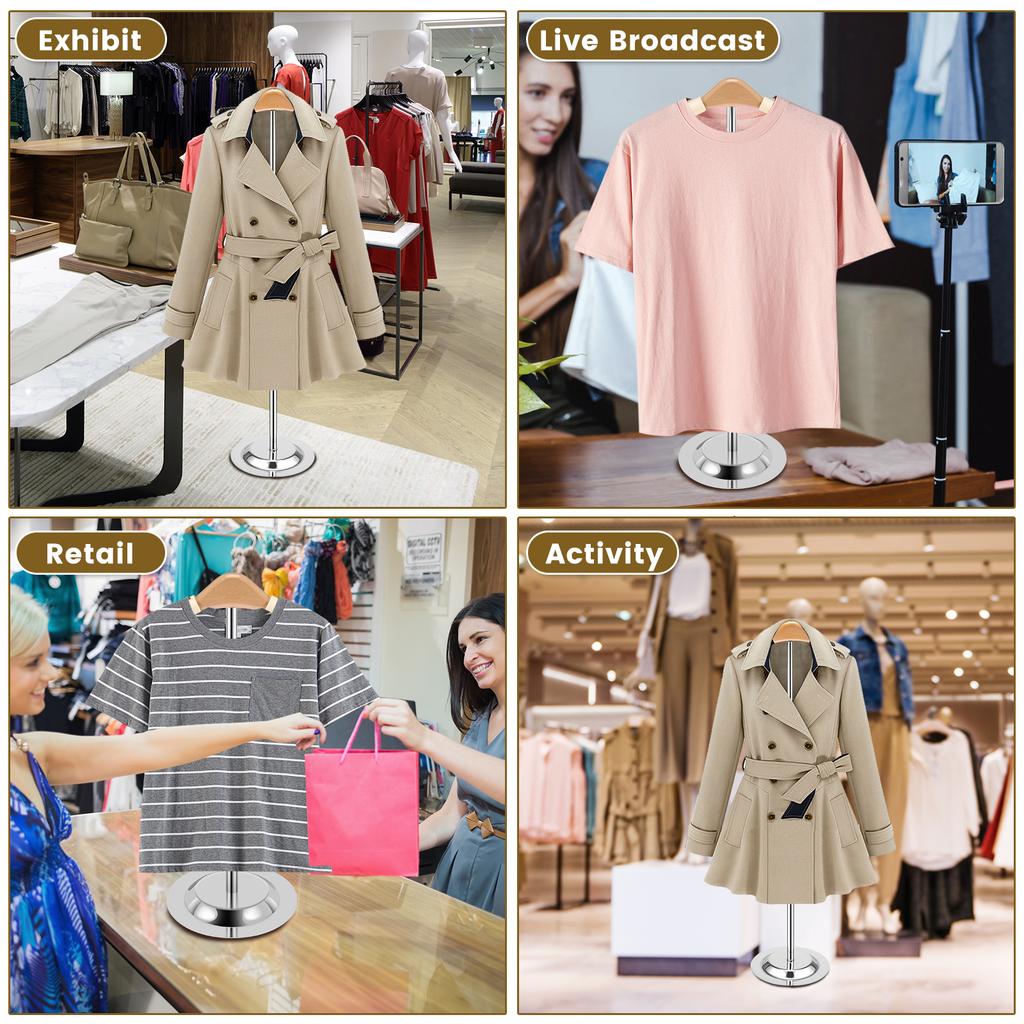 Adjustable T Shirt Display for Kid Adult Flexible Shirt Rack Shoulder Portable Hanging Metal Clothes Display Stand Hanger Rack