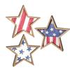 Wooden Star Shaped Tabletop Decor Set of 3 Rustic Layered Design Patriotic Themed Wooden Star Ornaments for Home Office Display