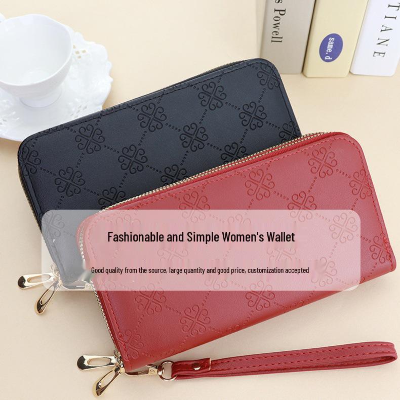 Women's Double Zipper Phone Wallet - Large Capacity Handheld Coin Purse for Students