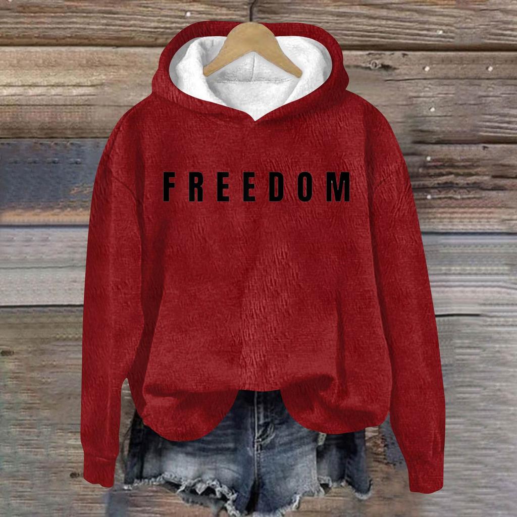 Ladies Fashion Casual Long Sleeve Printed Round Neck Hoodie Pullover Top