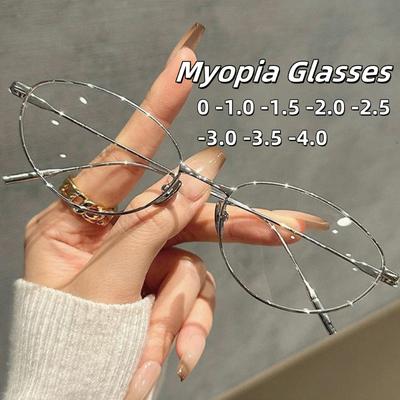 Ochelari de Miopie Ochi de Pisică cu Rame Ovale cu Senzație High-End pentru Femei cu Rame Ultra Ușoare, Ochelari Anti Lumină Albastră Dioptrii Până la -4.0