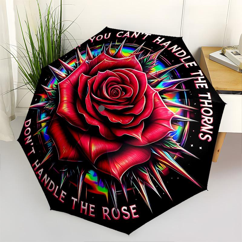 

Rose,Thorns Automatic Folding umbrella Compact 8 rib Design,Unique Style,Suitable for Everyday Outdoor Use,Perfect Gift for Friends an
