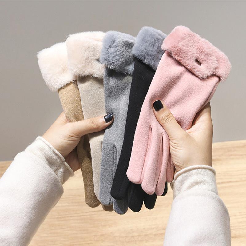 Women Cold Proof Windproof Touch Screen Outdoor Sports Touchable Screen Warm Full Finger Driving Mittens Winter Gloves