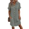 Women's Fashion Summer Spring Solid Color Print Short Sleeve POLO-Neck Casual Dresses