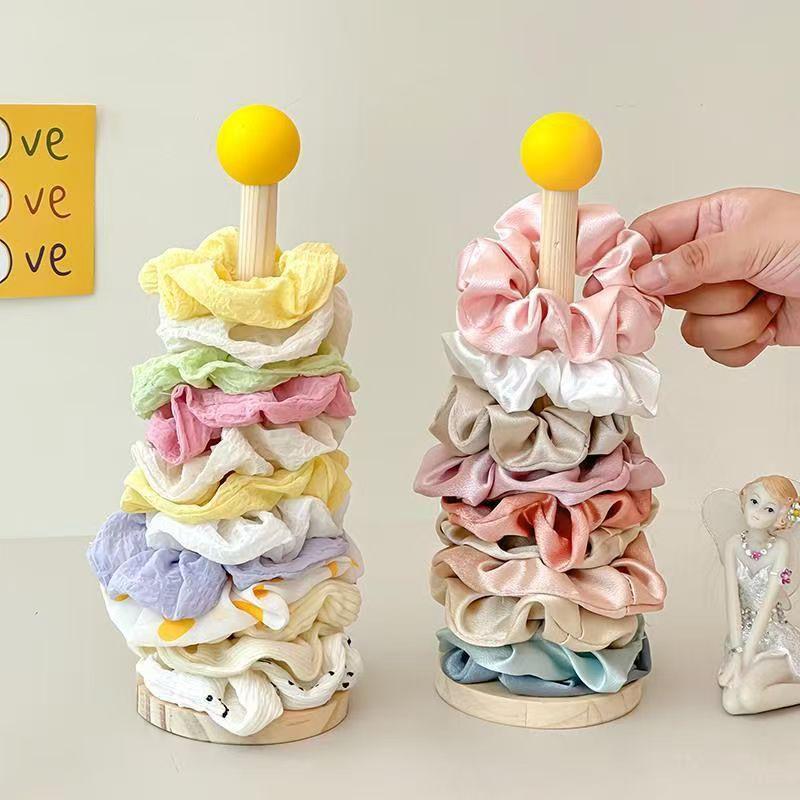 Vertical Wood Hair Tie Storage Rack Hair Accessories Display Stand Jewelry Hair Bands Storage Rack Organizer