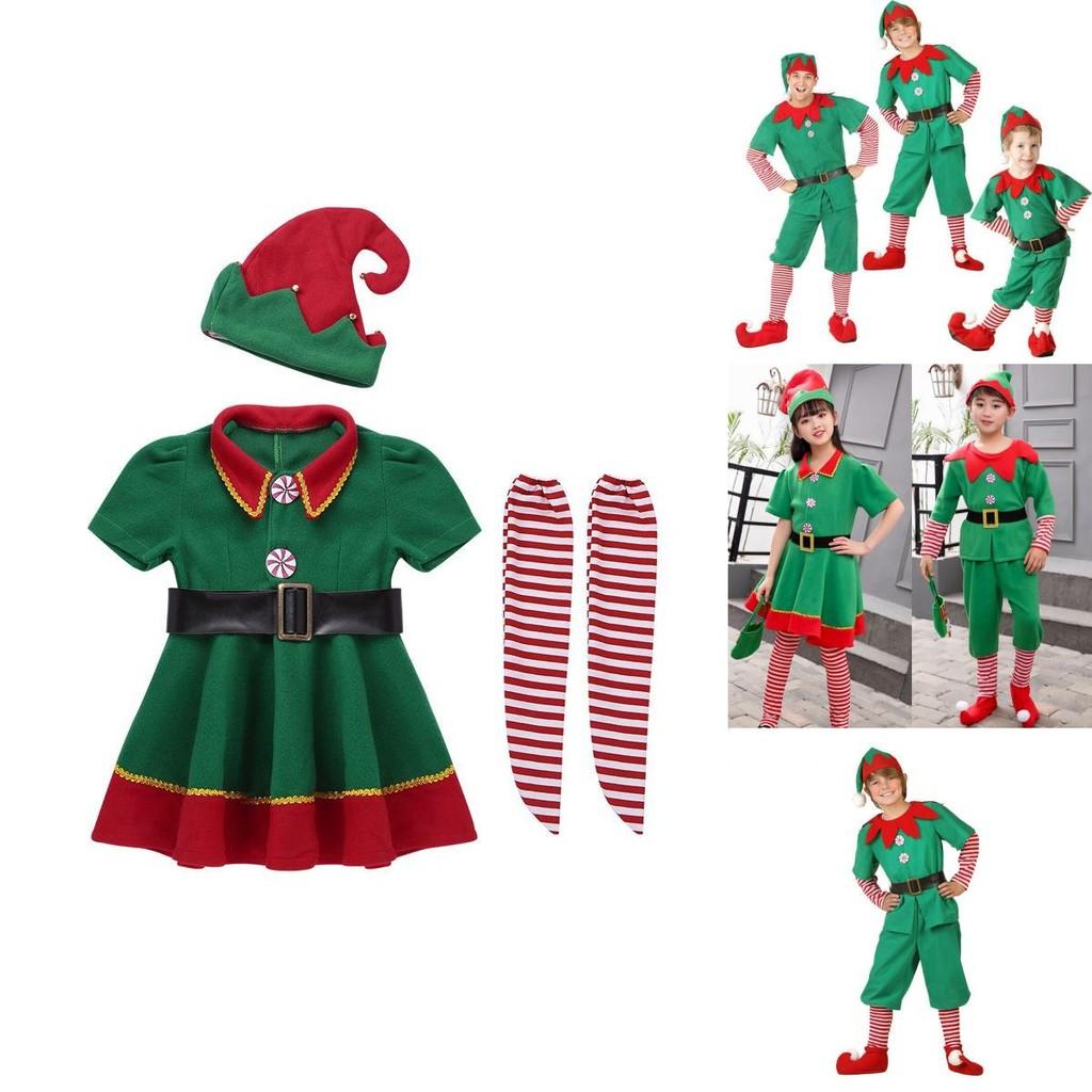Festive Green Elf Santa Claus Costume For Adults And Kids Perfect For Family Christmas Celebrations