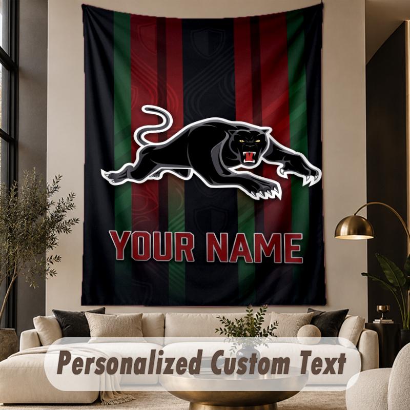 Custom Text Tapestry Penrith Panthers Print Wall Tapestry Indoor Living Room Wall Decor