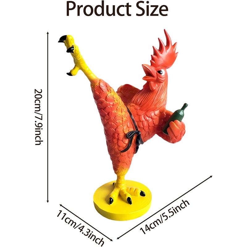 1 PCS Funny Resin Blue Kung Fu Drunk Chicken Statue Black Belt Office Desk Decor Home Shelf Collectible Art Figurine