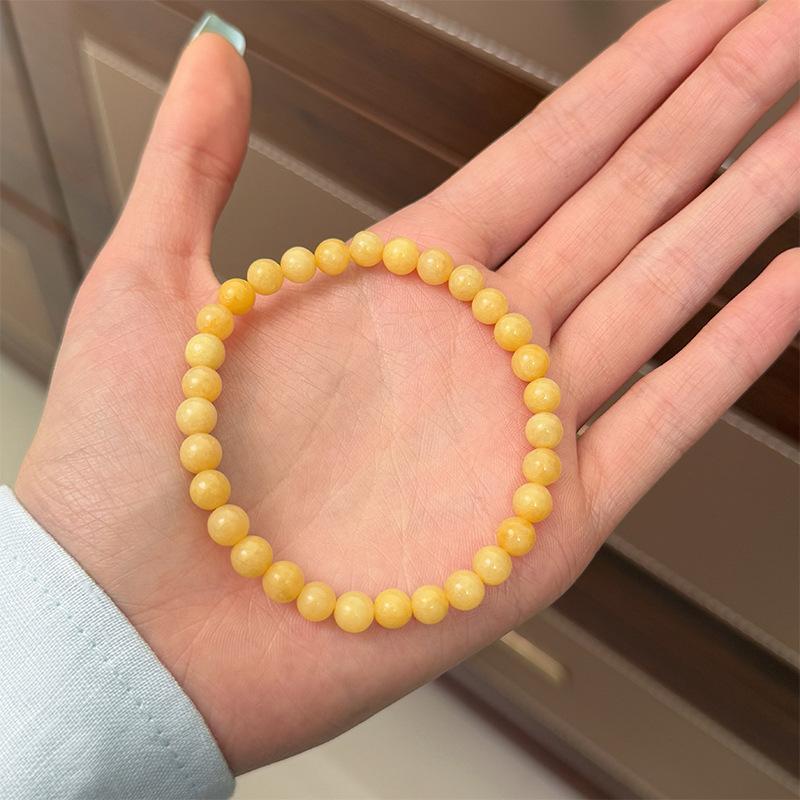 New Chinese Style Minimalist Southern Red Agate & Yellow Jade Beaded Bracelet Vintage Elegant All-Match Amber Jewelry for Women