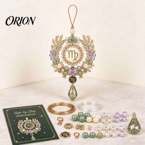 Zodiac Sign Craft Kit 12 Blessing Beaded Ornament DIY Kit, Beginner Friendly Bead Decoration Set for Beginners Beading Set, Hanging Pendant, Handmade