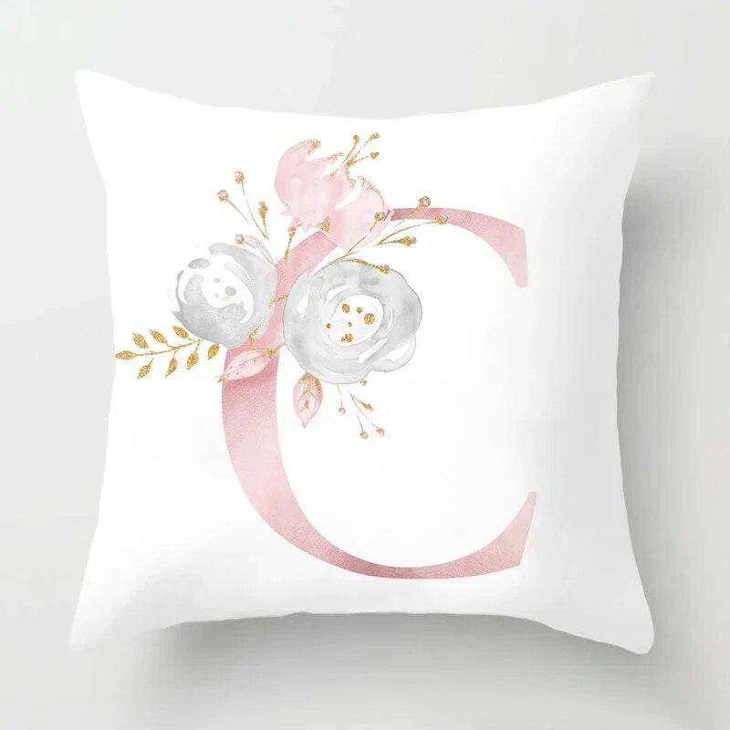 45x45cm Pink Rose 26 Letters Pillowcase Wedding Party Decoration Sofa Car Creative Ornament Couple Home Cushion Cover
