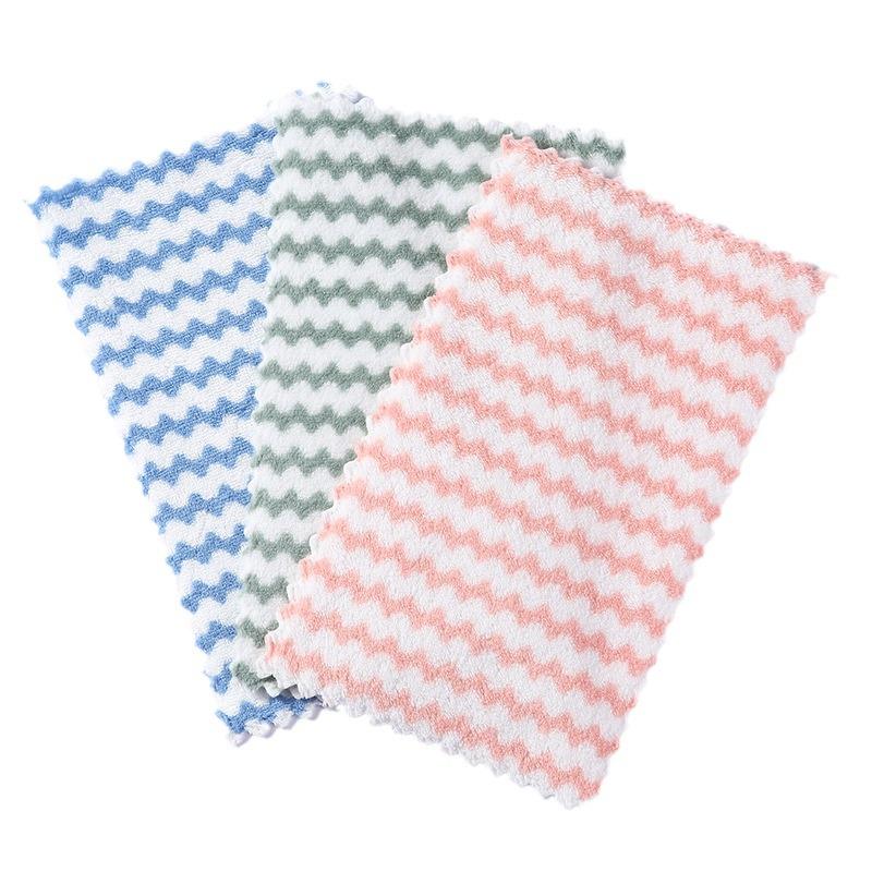 Coral Fleece Microfiber Kitchen Cleaning Cloth - Lint-Free, Non-Fading Scouring Pad.