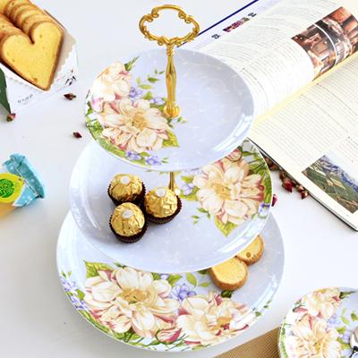 6+8+10inch, Fine Bone China Floral Cake Plate Stand, Beauty Party Buffet Serving Plate Set. Bbq Trays Decorative, Dessert Plate