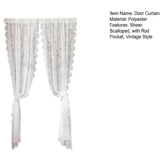 1 Panou Perdea de Ușă din Dantelă Albă, Perdea Transparentă Separatoare de Cameră, Perdea Retro din Dantelă Florală cu Margini Festonate și Buzunar pentru Tijă pentru Dormitor Balcon