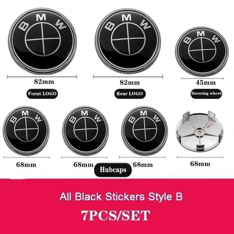 For BMW X1 X3 X5 G01 G20 G21 G30 F10 F11 F20 F01 F30 sticker 7Pcs Car Front Badge Rear Sticker Center Caps Steering Wheel Emblem