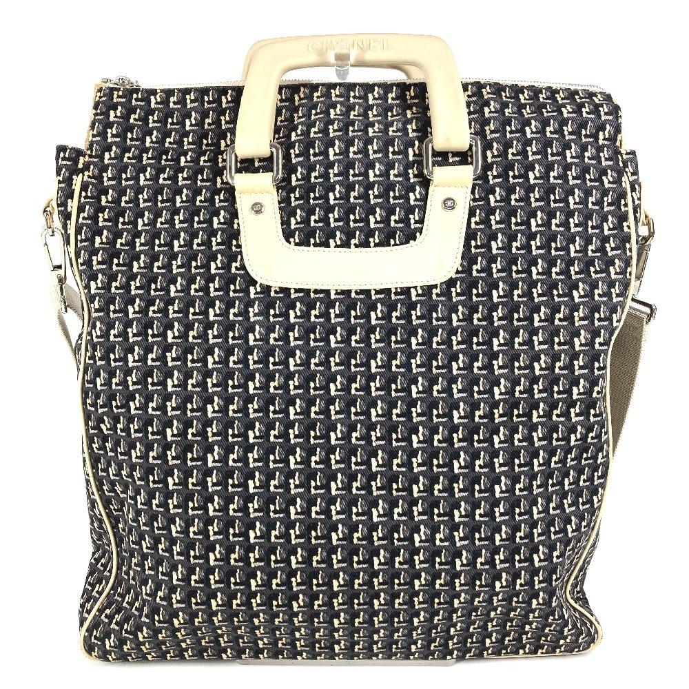 CHANEL Clover logo 2-way bag Handbag Vertical Tote Crossbody Shoulder Bag