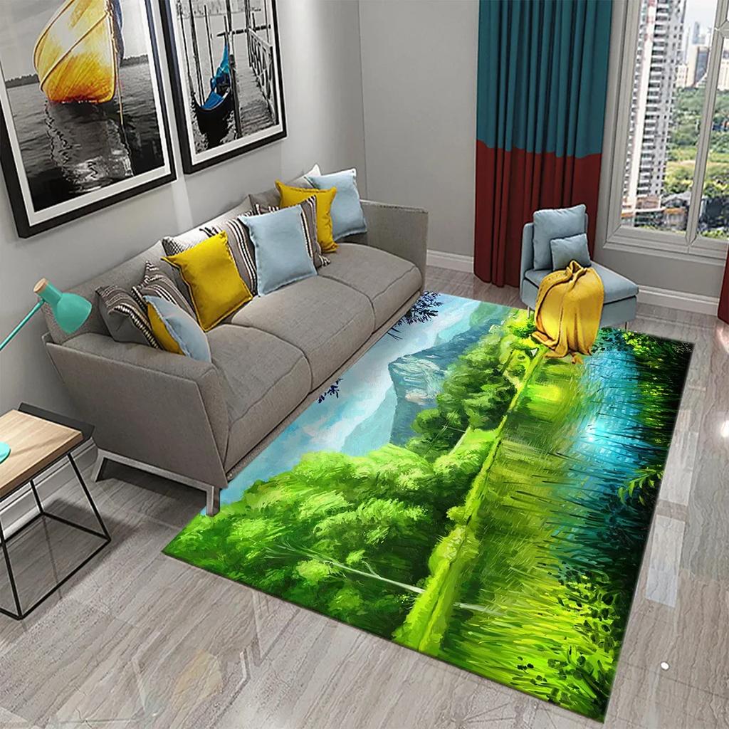Tree Oil Painting Pattern Carpet Door Mats Doormats Kitchen Bathroom Non-Slip Carpet Living Room Bedroom Decor Floor Mat Rugs