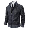 Men's Stand-Up Collar Knitted Cardigan - Thick Ribbed Velvet Sweater for Autumn/Winter (Middle-Aged & Elderly)