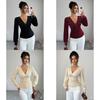 Elegant Long Sleeve T Shirt With Pearl Embellishments For Office Wear