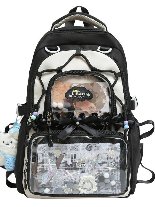 Fresh Sweet Transparent Backpack With Waterresistant Nylon For School Girls