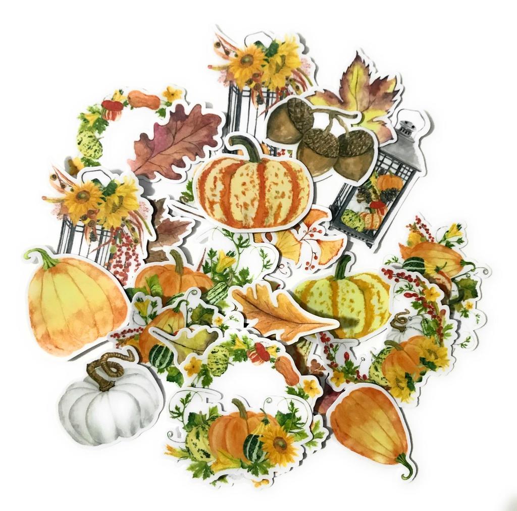 Navy Peony Pumpkin Halloween Watercolor Stickers and Stickers for Water and Journals & (25-Count) - Cute, Water-Resistant, Long-Lasting Bottles,