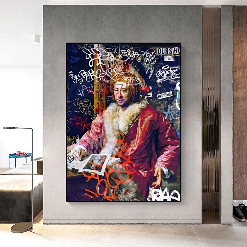 Abstrakte Graffiti-Kunst auf Leinwand, Gemälde „Der Vater der Archäologie“, Poster, Druck, Wandkunst, Bild für Wohnzimmer, Wanddekoration, Cuadros
