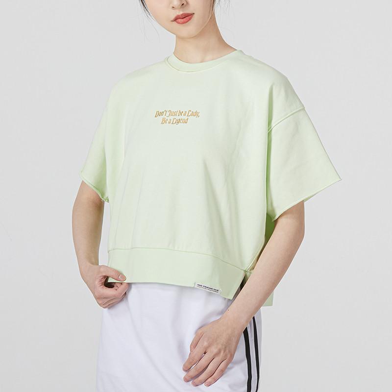 Nike Dri-FIT Allover Print Crew Neck Short Sleeve T-Shirt Women Tops Green DC5310-303