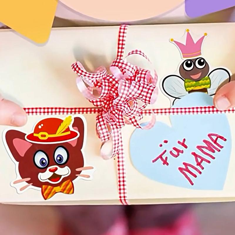 6/12/24/36Sheet Make an Animal Face DIY Sticker Random Mix Animal Mermaid Face Jigsaw Puzzle Stickers Cartoon Table Pet Gift ZYF