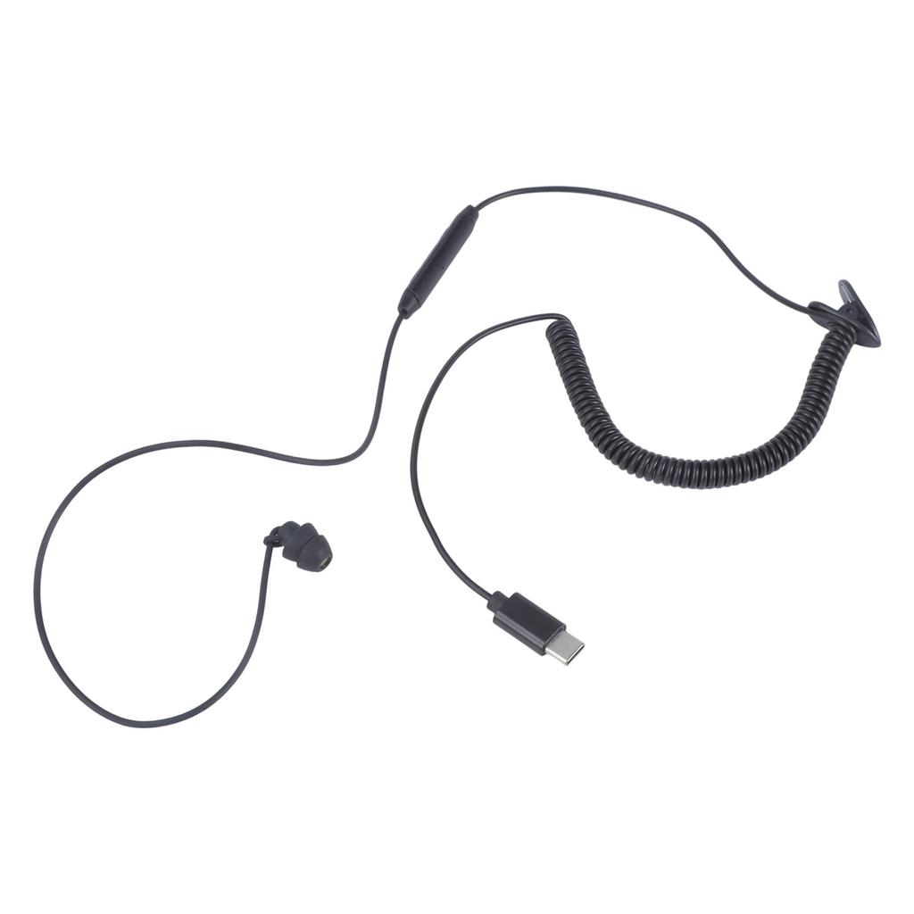 אוזניית צד בודד עם כבל USB-C מתכוונן באורך 75-150 ס"מ, כפתור ניהול מוזיקה לסמארטפונים, מחשבים וטאבלטים