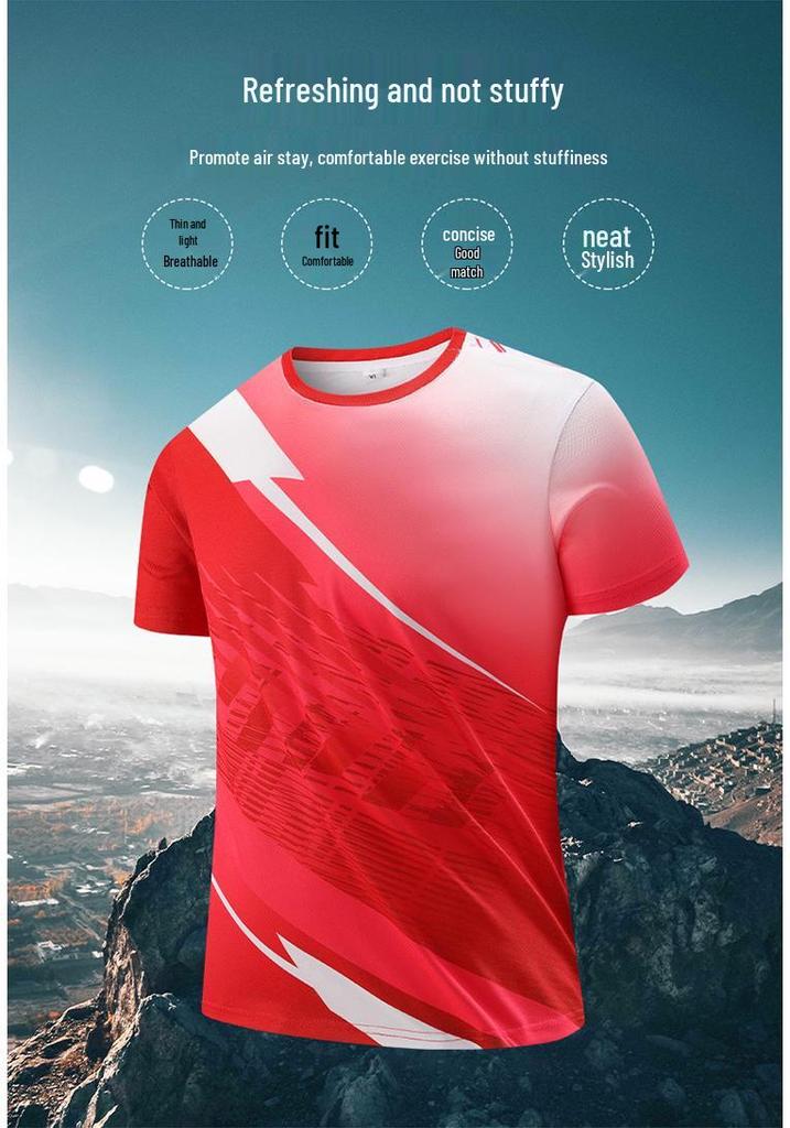 Men's and Children's Short Sleeve Sports Jersey for Badminton and Table Tennis - Summer Training and Competition Team Uniform