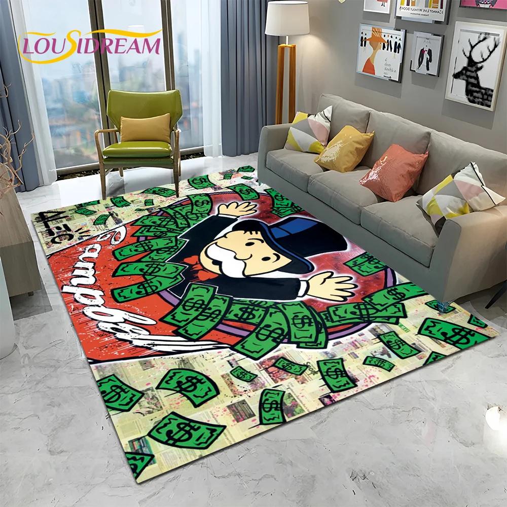 Retro Games Dollar Monopoly Cartoon Carpet Rug for Home Living Room Bedroom Sofa Doormat Decor,kids Area Rug Non-slip Floor Mat