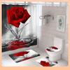 3D Cyfrowy Nadruk Róża Zasłona Prysznicowa Łazienkowa, Zestaw Trzyczęściowy Czteroczęściowy