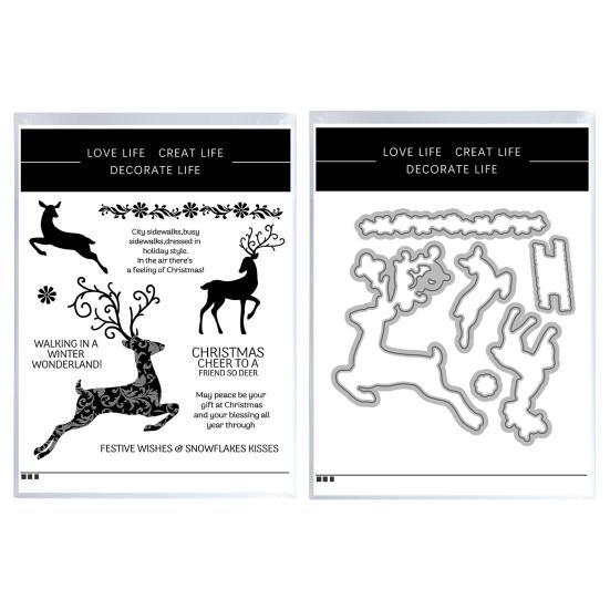 Christmas Themed Stamps And Cutting Dies Set for Card Making DIY Metal Die Cuts for Scrapbooking Invitations Holiday Cards Craft Supplies