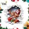 Funny Gift for Christmas Santa Claus Toilet Sticker, Elk And Box Print, 3D Removable Seat Stickers Wall Decal, Waterproof PVC Sticker Bathroom Festive
