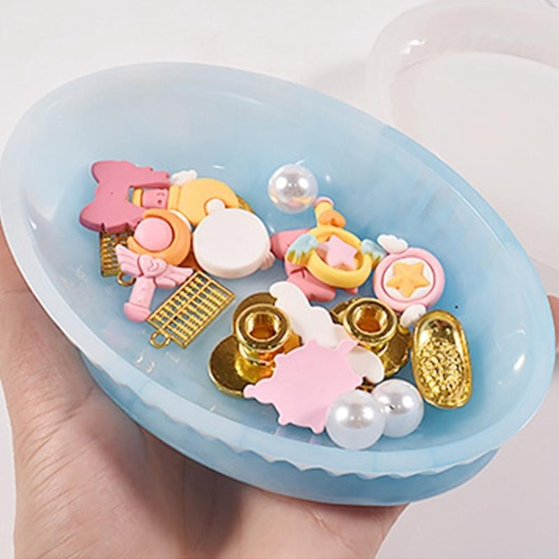 Crystal Dripping Resin Lace Storage Tray Oval Striped Dish Silicone Mold  Storage Box Ornaments for Jewelry Making