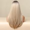 Long Straight Blonde White Ombre Synthetic Wig With Bangs Cosplay Hair Wigs for Women Heat Resistant KTB