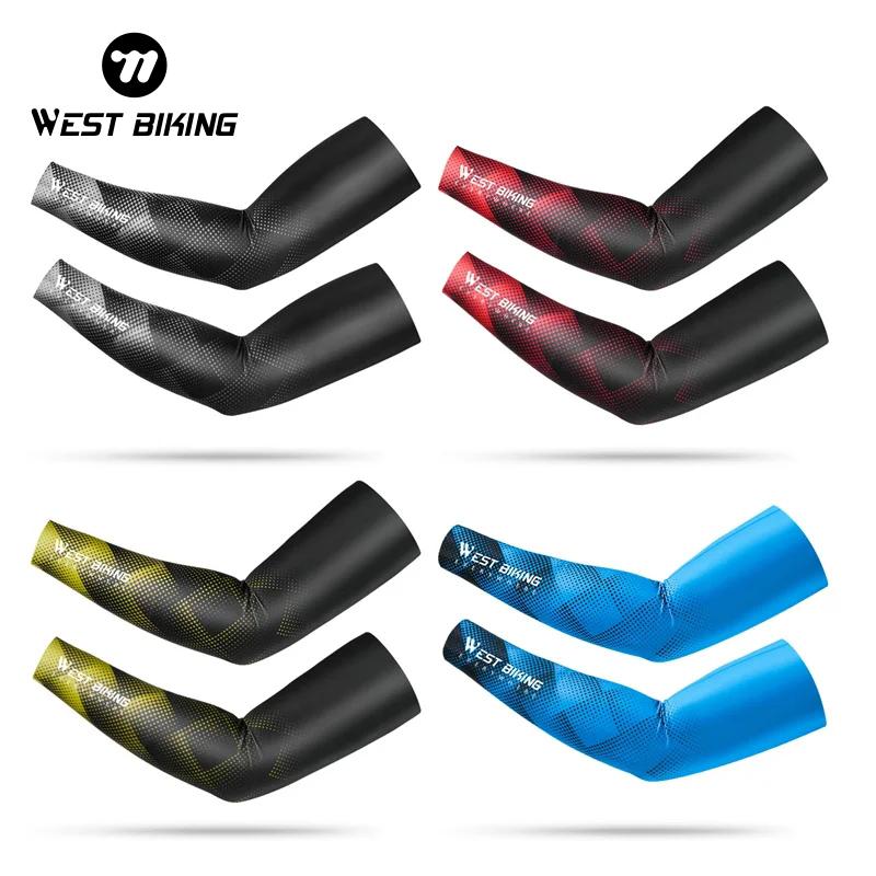 WEST BIKING Mangas para Ciclismo Tejido de Hielo Protector Solar Anti-UV Manga para Correr Ciclismo Deporte al Aire Libre Calentadores de Brazos para Ciclismo Hombres Mujeres