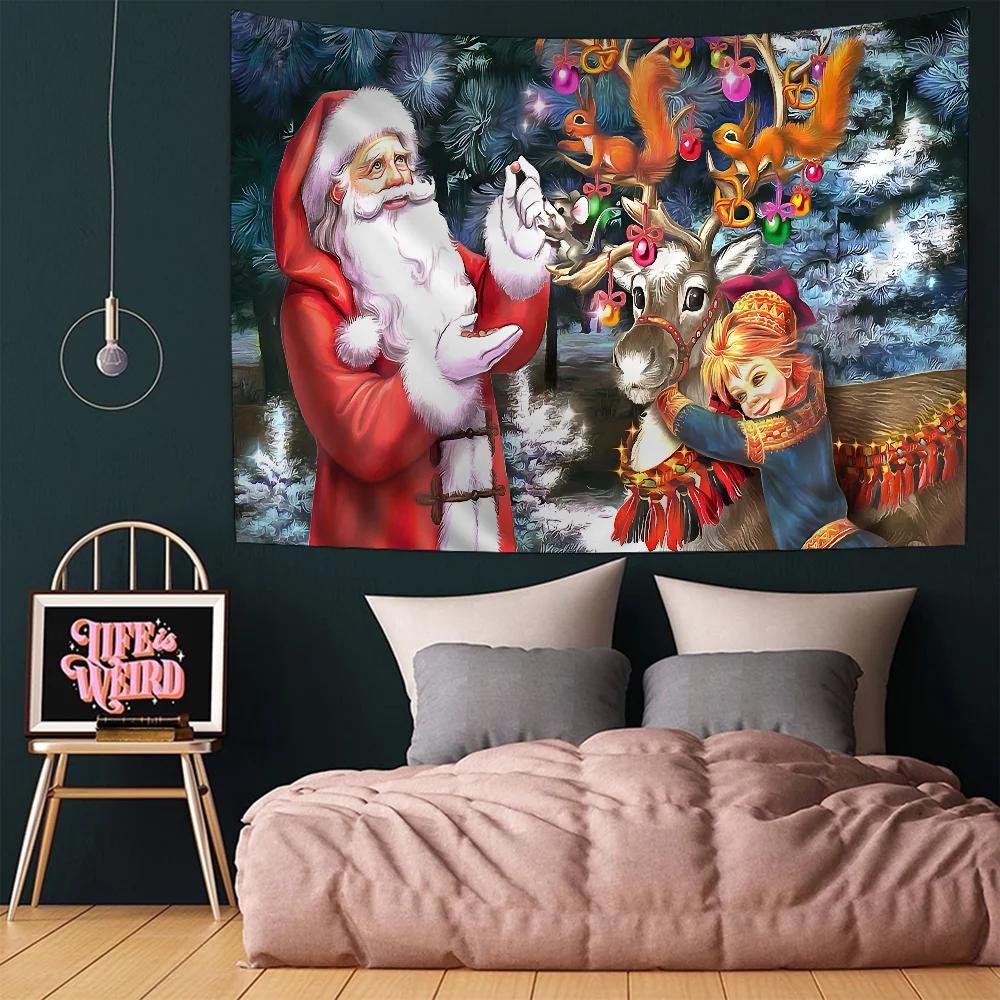 Christmas Cartoon New Year Gift Hanging Bohemian Tapestry Bohemian Wall Tapestries Mandala Kawaii Room Decor