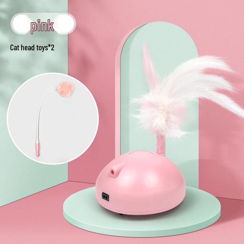 Smart Electric Cat Toy: Mechanical Mouse, Feather Teaser, Fishing Rod, & Automatic Ball 9x9x16cm розовый