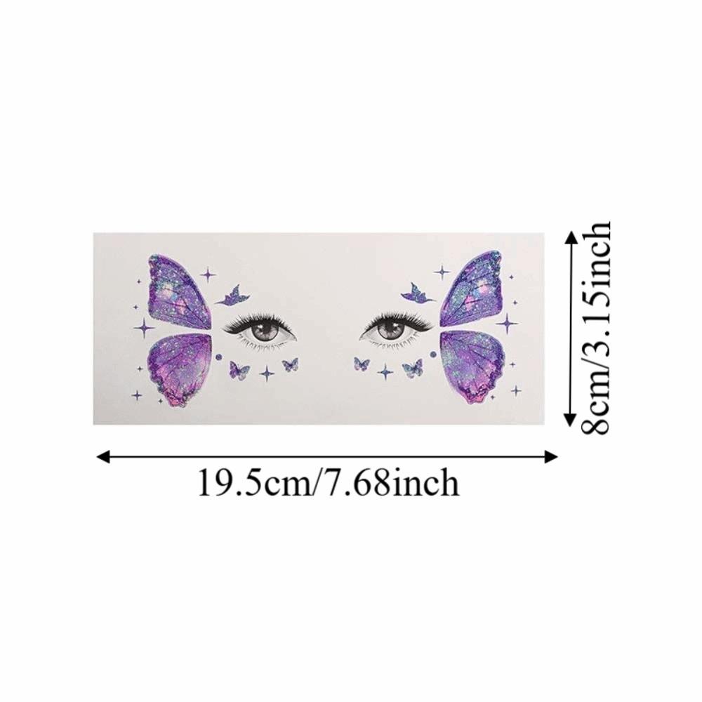 Star Heart Glitter Butterfly Face Tattoo Realistic Face Temporary Tattoo Dance Performances