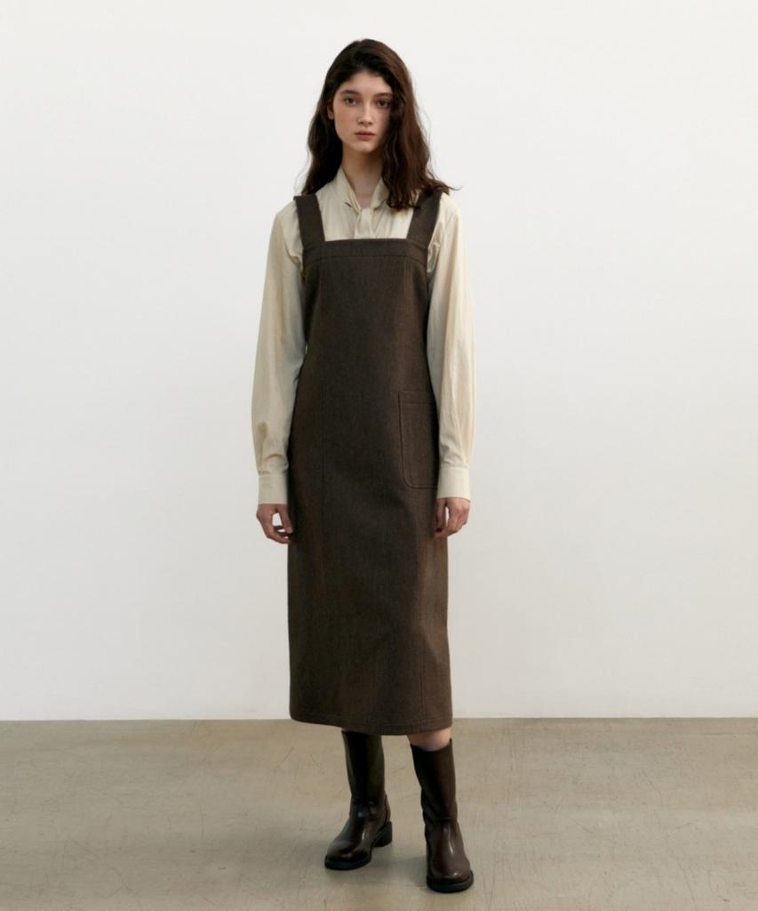 Anout Wool Suspender Dress - Brown