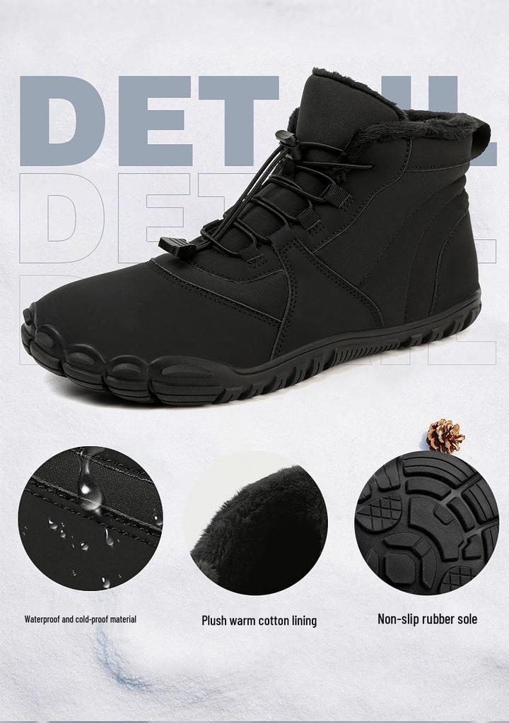 Men's and Women's Non-slip Five-finger Cotton Snow Boots with Thick Velvet Lining.