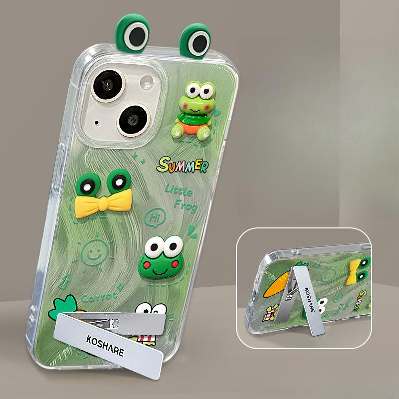 Applicable To Huawei Mate40pro Mobile Phone Case Nova12 Three-dimensional Frog Doll Invisible Bracket Feather Yarn Honor 100